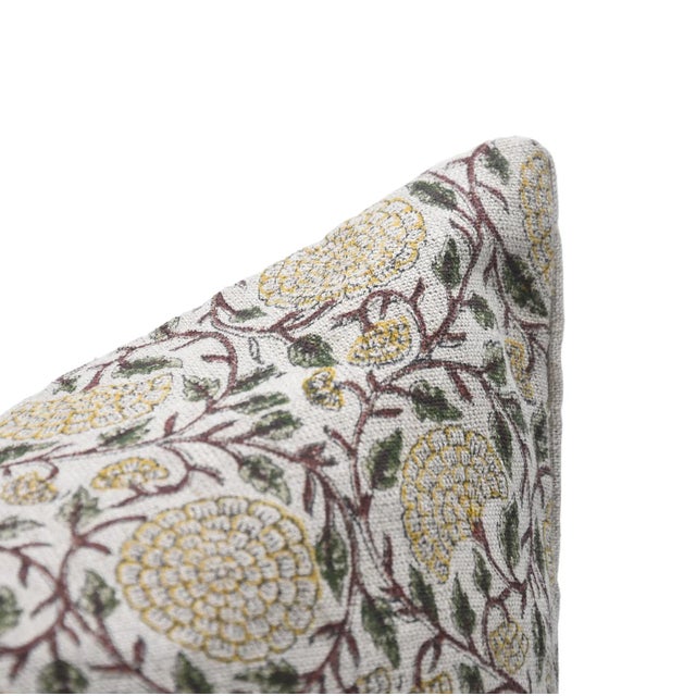 Art Deco Fabdivine Indian Block Print Cushion Cover 24x24 Inch Thick Linen-Karwachauth For Sale - Image 3 of 7