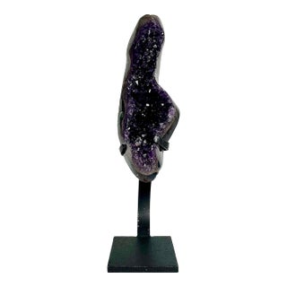 Amethyst Crystal Geode Cluster on Custom Stand (Uruguay) For Sale