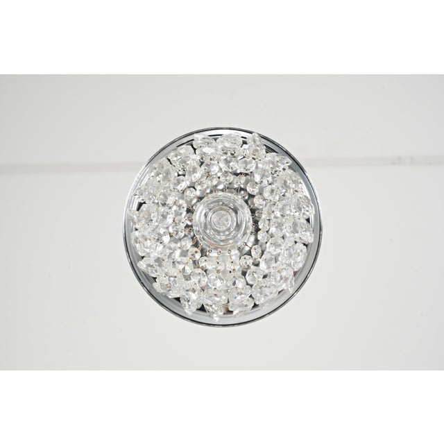 Metal Mid 20th Century Restored 9 In. Crystal Flush Mount Ceiling Light For Sale - Image 7 of 8