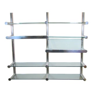 Mid 20th Century Janet Schweitzer for Pace Polished Aluminum Obra Wall Mount Shelving System For Sale