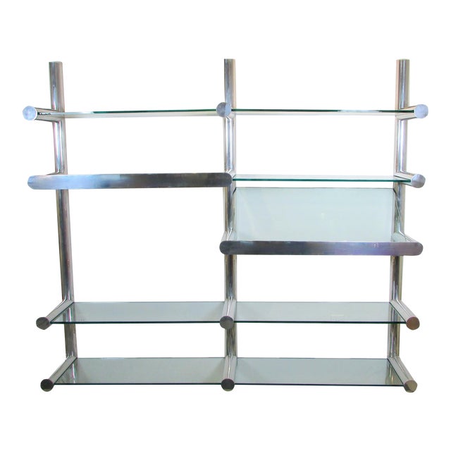 Mid 20th Century Janet Schweitzer for Pace Polished Aluminum Obra Wall Mount Shelving System For Sale