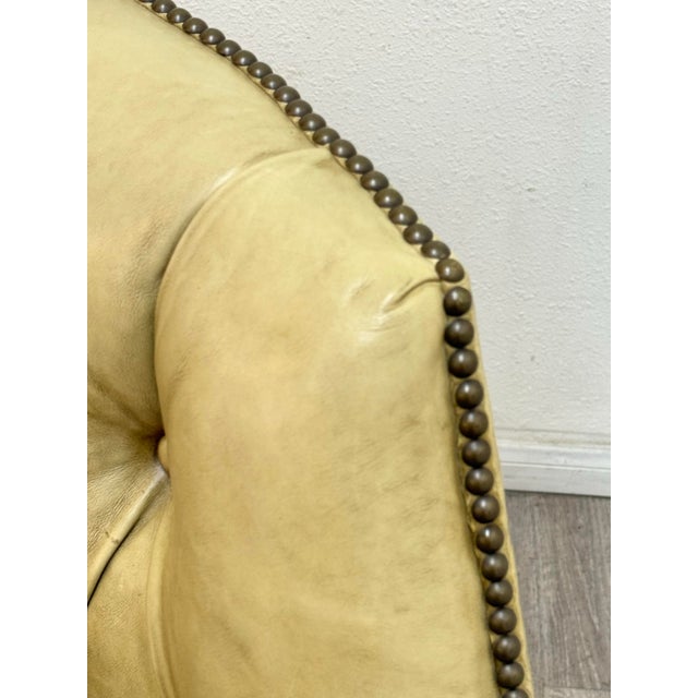 Wingback Leather Chair With Ottoman For Sale - Image 9 of 12