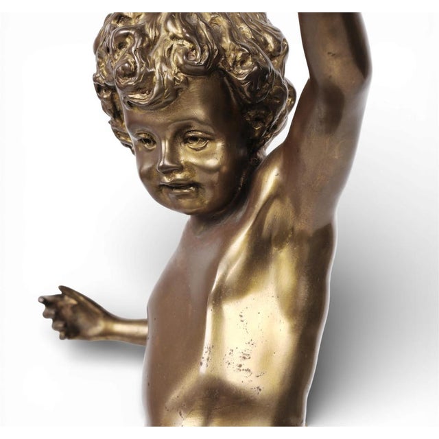 Late 20th Century Large Cherub Putti Bronze Candlestick by Decorative Crafts Inc Hand Crafted Imports For Sale - Image 12 of 12
