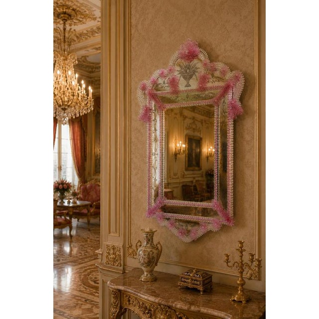 Mid-Century Modern Vintage Octagonal Venetian Murano Glass Mirror, 1960 For Sale - Image 3 of 12