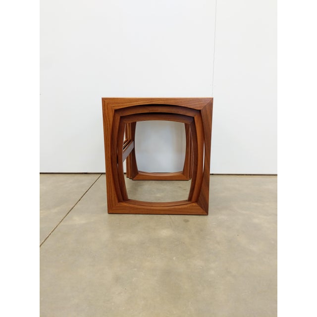 Set of 3 authentic vintage mid century modern teak nesting tables / side tables. "Quadrille" series designed by Richard...