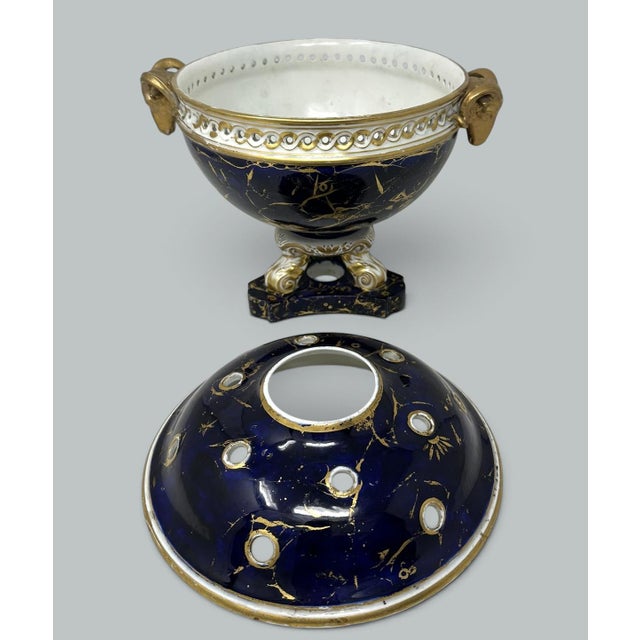 Early 19th Century Antique Regency English Crown Derby Vase Pot Pourri Centerpiece Cobalt Blue 1815 For Sale - Image 5 of 11
