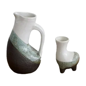 Enameled Earthenware Jug and Vase Set from Gilbert Valentin, 1950s, Set of 2