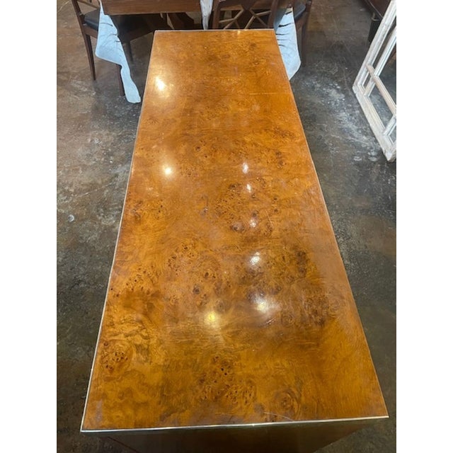 Italian Burl Walnut and Brass Credenza After Pierre Cardin For Sale In Dallas - Image 6 of 8