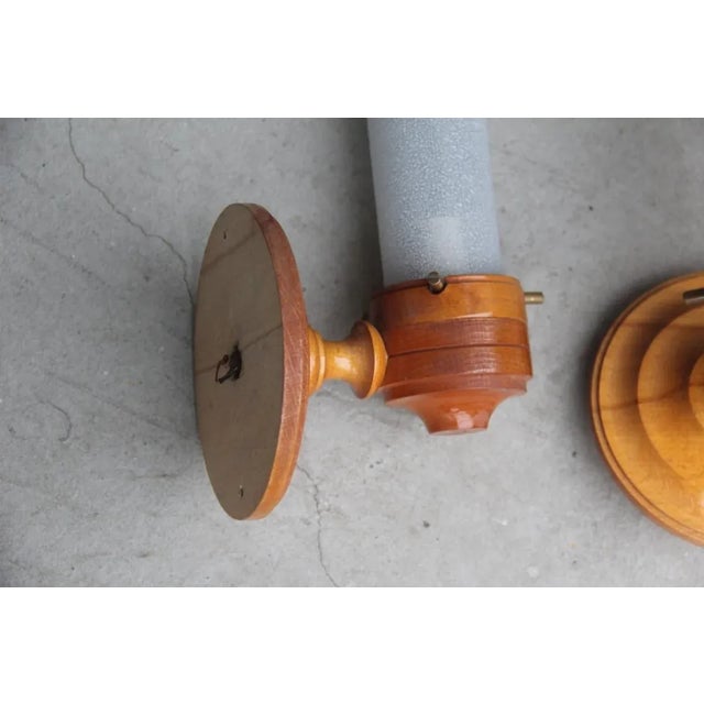 Large Round Wood & Murano Glass Sconce, 1960s For Sale - Image 4 of 14