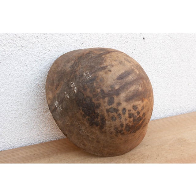 Taupe Old Primitive Round Vessel For Sale - Image 8 of 8