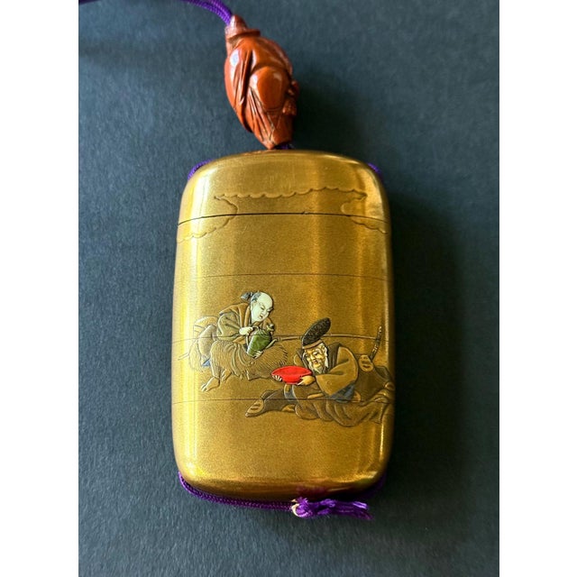 Lama Fine Japanese Inro with Maki-e and Inlay by Shokasai and Shibayama For Sale - Image 4 of 14