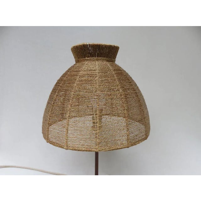 Mid-Century Modern Austrian Brass, Wood & Cord Table Lamp with Crow's Foot, 1950s For Sale - Image 3 of 18