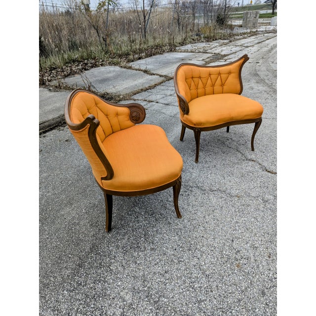 1940s French Rococo Style Asymmetrical Chairs - Set of 2 For Sale In Chicago - Image 6 of 9