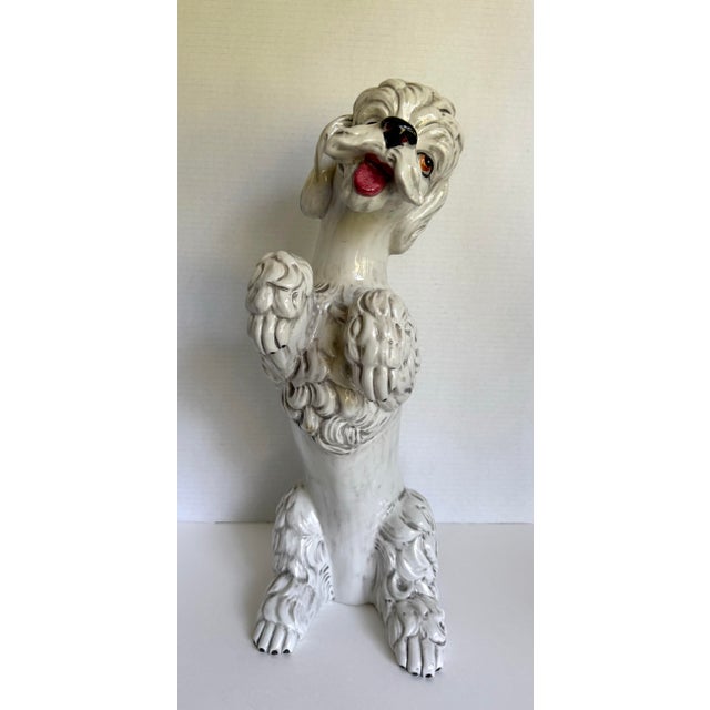 Figurative Vintage Italian Ceramic Standing Poodle Dog Sculpture For Sale - Image 3 of 13