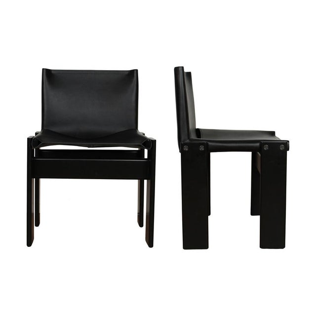 Wood Vintage Black Lacquered Monk Dining Chair by Tobia & Afra Scarpa for Molteni, 1976, Set of 10 For Sale - Image 7 of 18