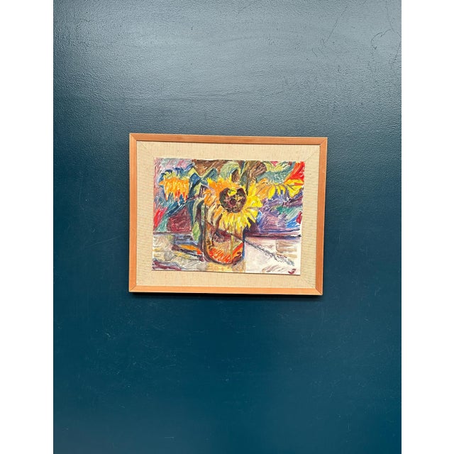 Sunflowers Monogram, 1950s, Oil Painting on Panel, Framed For Sale - Image 18 of 18
