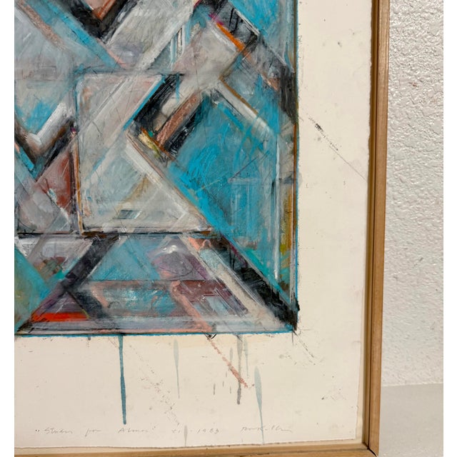 Robert Kelly, 1983 Abstract Geometric Oil and Gouache Painting Study for Alma Robert Kelly For Sale - Image 10 of 14