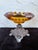 Antique Amber Glass Compote on Ornate Cast Metal Base, C. 1900–1920 For Sale - Image 4 of 10