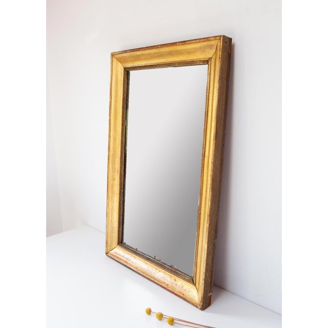 Mid 19th Century Antique French Rectangular Gilded Wood Mirror, 1850 For Sale - Image 5 of 12