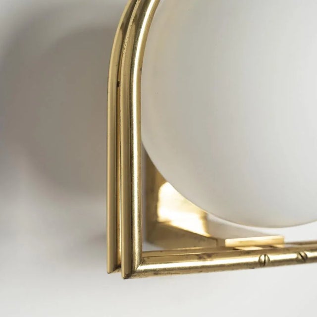 Gold Wall Lamp in Brass and Opaline Glass, Italy, 1970s For Sale - Image 8 of 9