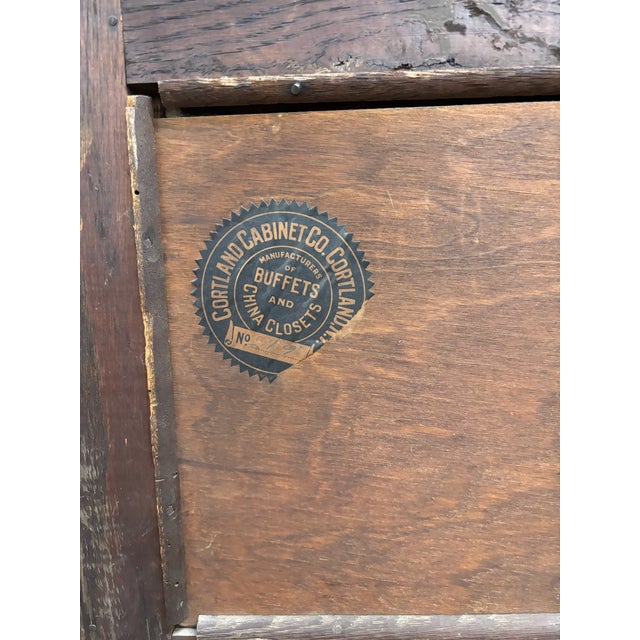 Antique Cortland Cabinet Co Quarter Sawn Bow Front Display Cabinet Curio For Sale - Image 9 of 10