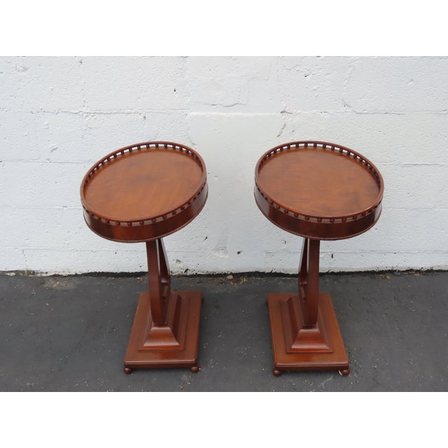 Mahogany Harp Side End Tables a Pair 6665 For Sale - Image 15 of 16