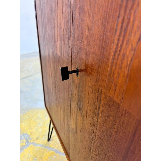 Brown Teak Shelf with Lock and Doors from Denmark For Sale - Image 8 of 11