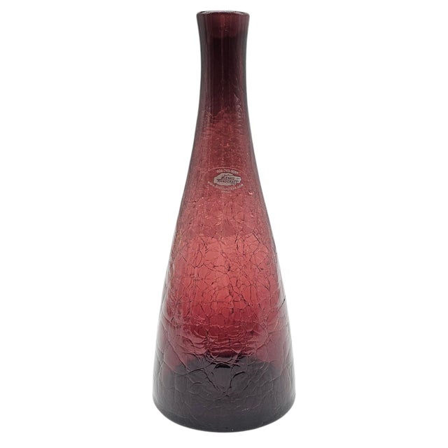 Blenko Winslow Anderson for Blenko 920m Amethyst Crackle Glass Decanter With Clear Stopper For Sale - Image 4 of 12