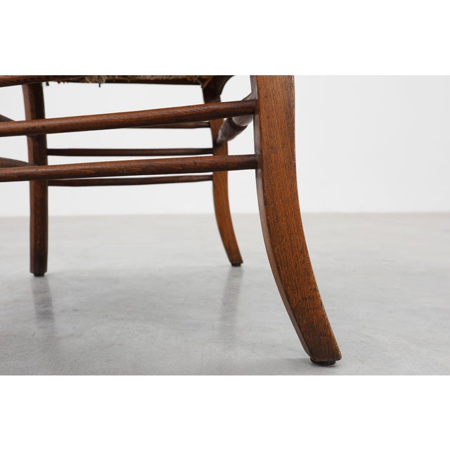 Brown 19th Century French Provincial Ladder‑back Armchair with Woven Rush Seat For Sale - Image 8 of 15