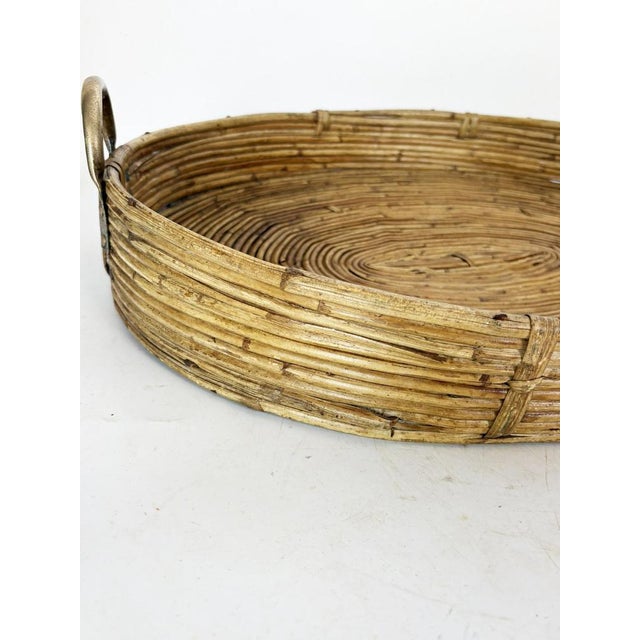 Rush and Brass Tray, France, 1960 For Sale - Image 6 of 11