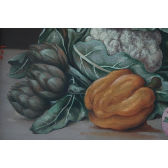 Vintage Italian Still Life Painting on Wood Panel – Antique Framed Vegetable Still Life – Turin Italy – Decorative Art For Sale - Image 10 of 12