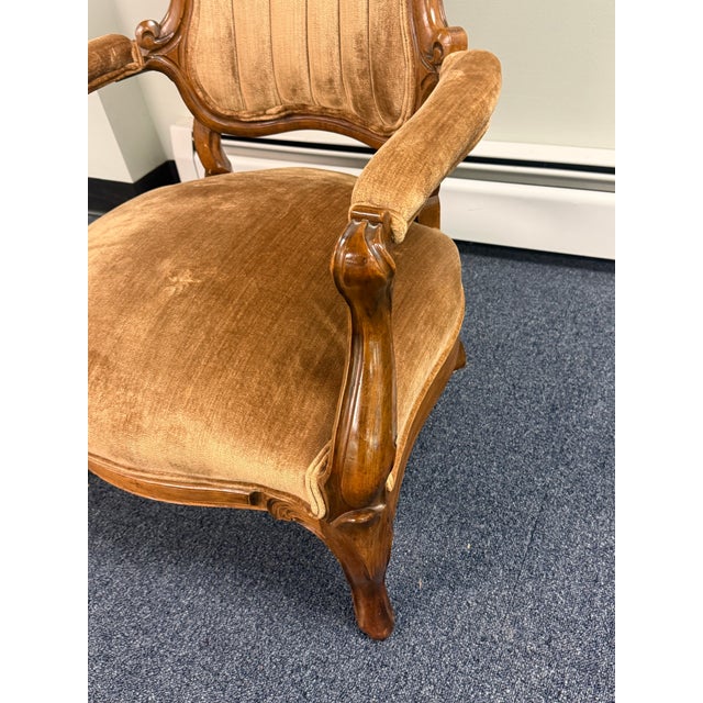 Late 19th Century Late 19th Century Carved Victorian Walnut Parlor Chairs For Sale - Image 5 of 12