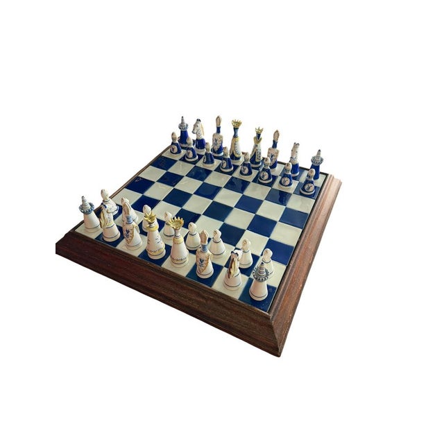 Vintage Viana Portuguese Porcelain Chess Set, 1970, Set of 33 For Sale - Image 12 of 18