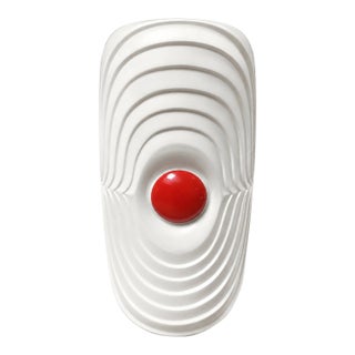 Vintage KPM Bavaria Op Art White Porcelain Vase With Red Sphere Accent, West Germany For Sale