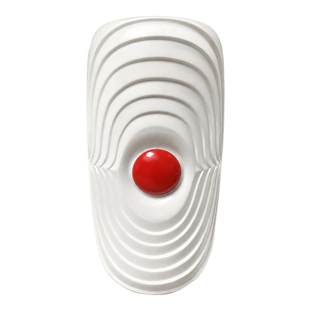 Vintage KPM Bavaria Op Art White Porcelain Vase With Red Sphere Accent, West Germany For Sale