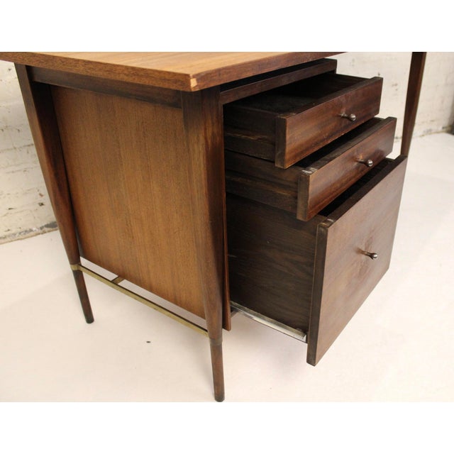 Mid 20th Century Mid 20th Century Mahogany and Brass Desk Designed by Paul McCobb for Calvin Furniture For Sale - Image 5 of 14