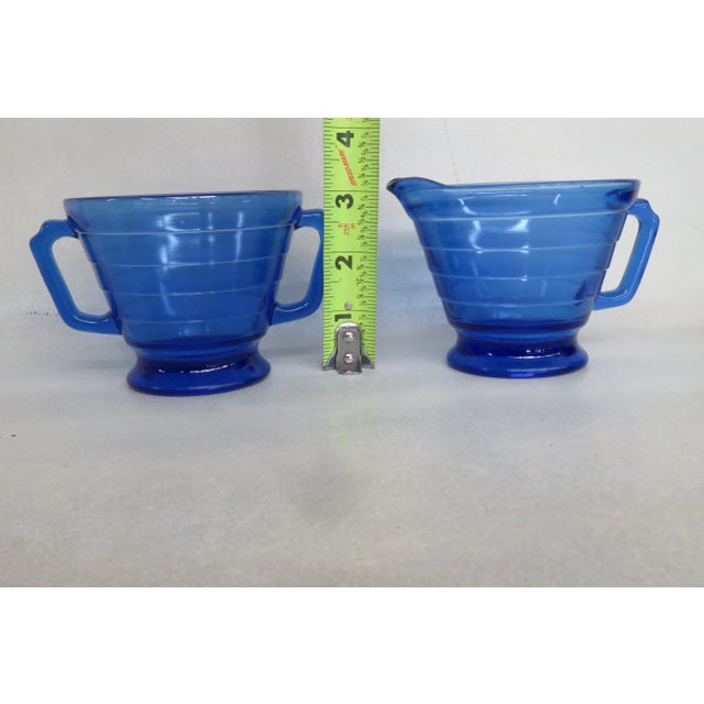 Hazel Atlas Cobalt Blue Creamer and Sugar Bowl Set 4180b For Sale In Miami - Image 6 of 11