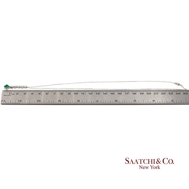 Gia Certified Platinum 900 Natural Diamond and Colombian Emerald Pendant For Sale - Image 12 of 13