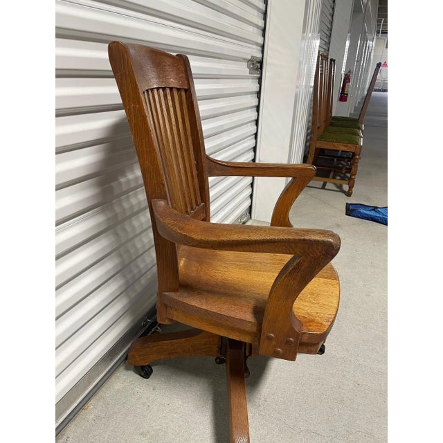 English Industrial Oak "Captain Chair" or Swivel Chair, Circa 1900's For Sale - Image 4 of 7