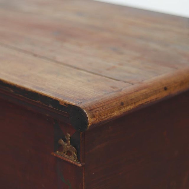 Mid 19th Century Rustic Farmhouse Folk Art Painted Swedish Chest, 1846 For Sale - Image 5 of 13