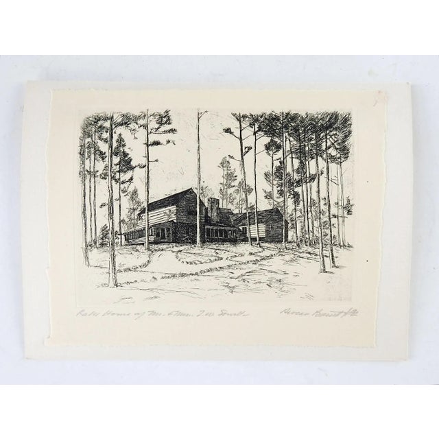 Vintage Reveau Bassett Sowell Lake House Etching For Sale - Image 4 of 5