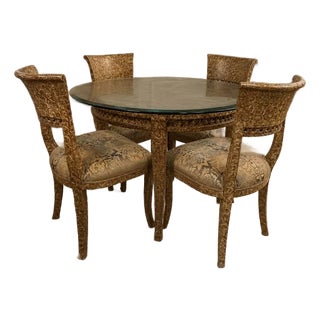 Breakfast or Dining Set Table & 4 Chairs Glass Top. For Sale