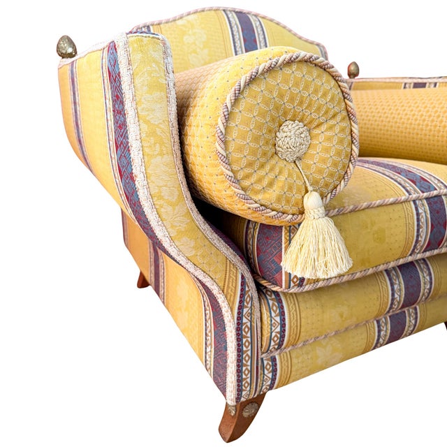 Late 20th Century Neoclassical Revival Italian Maximalist Grand Scale Armchair With Bolsters and Tassels For Sale In San Diego - Image 6 of 14