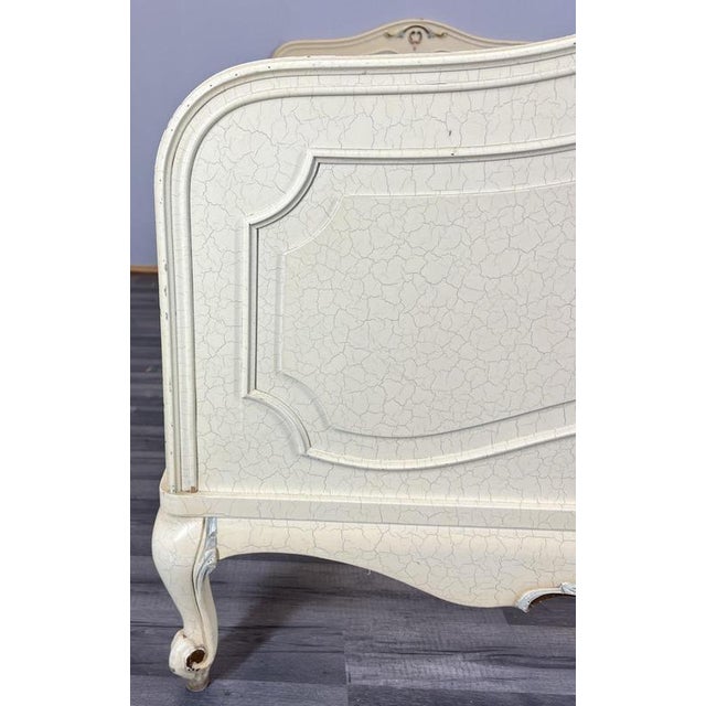 Vintage French Single Bed Frame with Carved Headboard For Sale - Image 6 of 16