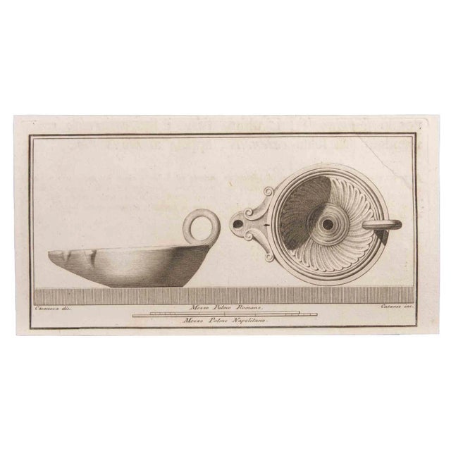 Aniello Cataneo, Oil Lamp, Etching, 18th Century For Sale