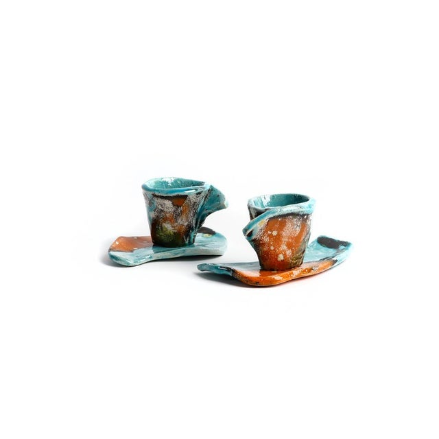 Yin & Yang Espresso Cup and Saucer Set by Teresa Monmas, Set of 2 For Sale - Image 6 of 6