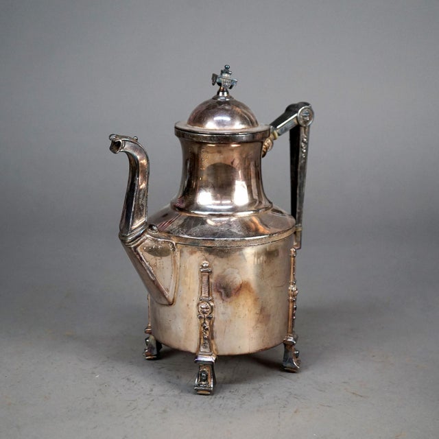 Metal Circa 1890 Antique Silver Plated Footed Tea Set- 4 Pieces For Sale - Image 7 of 12
