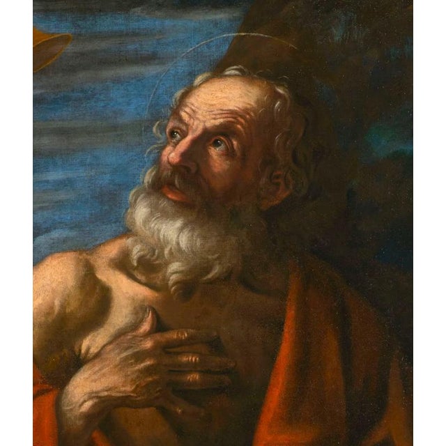 Baroque Bolognese Master, Saint Jerome Hearing the Trumpets, 17th Century, Oil Painting on Canvas For Sale - Image 3 of 6