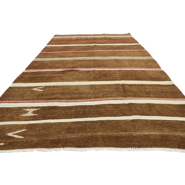 Mid-Century Modern Vintage Turkish Striped Kilim Rug, 06'01 X 12'03 For Sale - Image 3 of 11