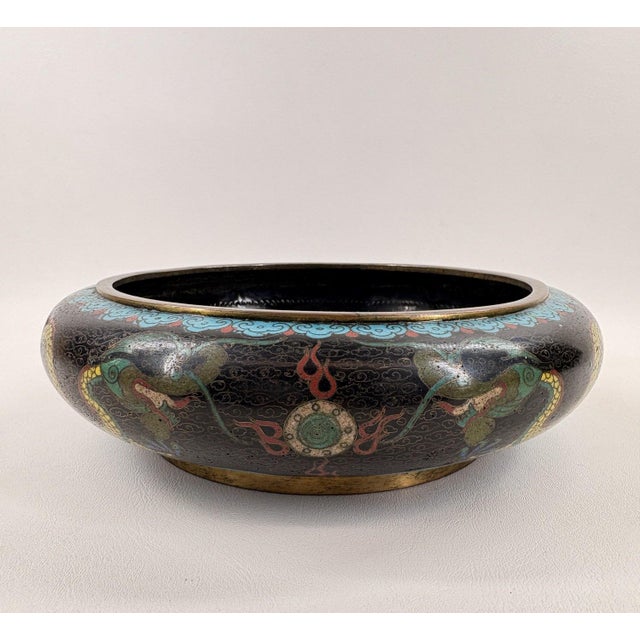Antique Chinese Cloisonné Dragon Centerpiece Bowl – C. 1900 For Sale - Image 4 of 8